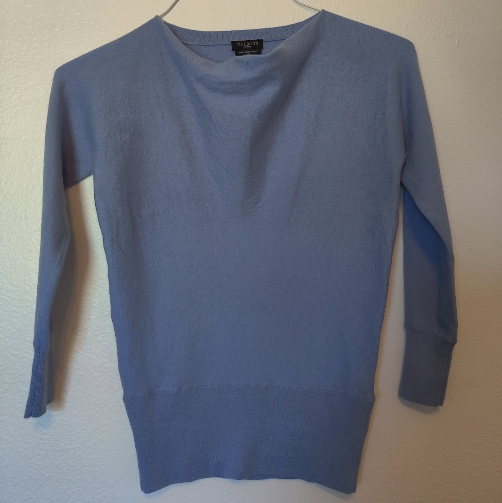 Light baby blue long sleeve with cowl neck